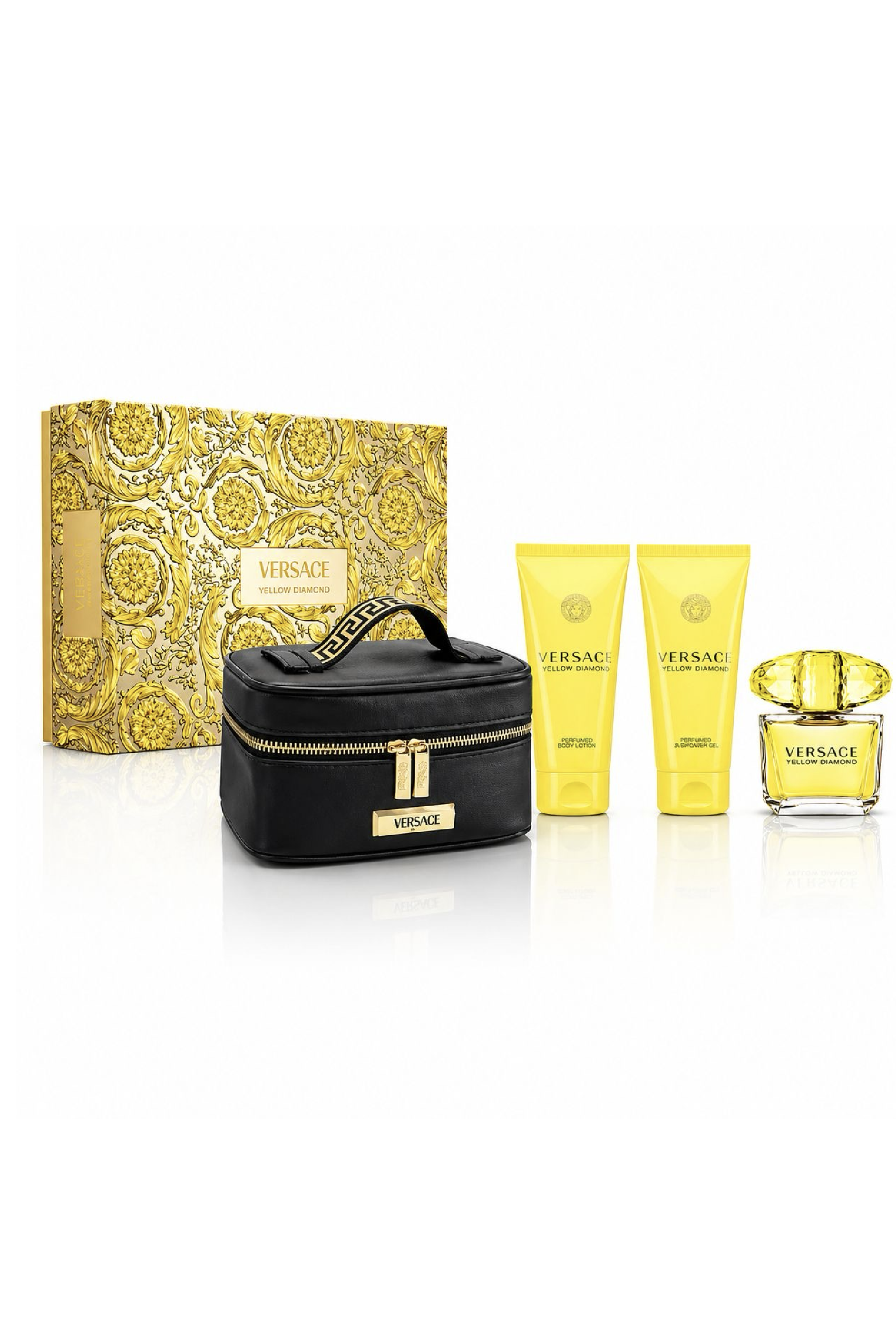 Versace Yellow Diamond 3.0oz EDT + Mini + Body Lotion + Shower Gel